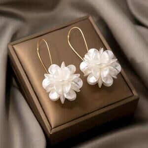 Pearlized Acrylic Flower Petal Earrings